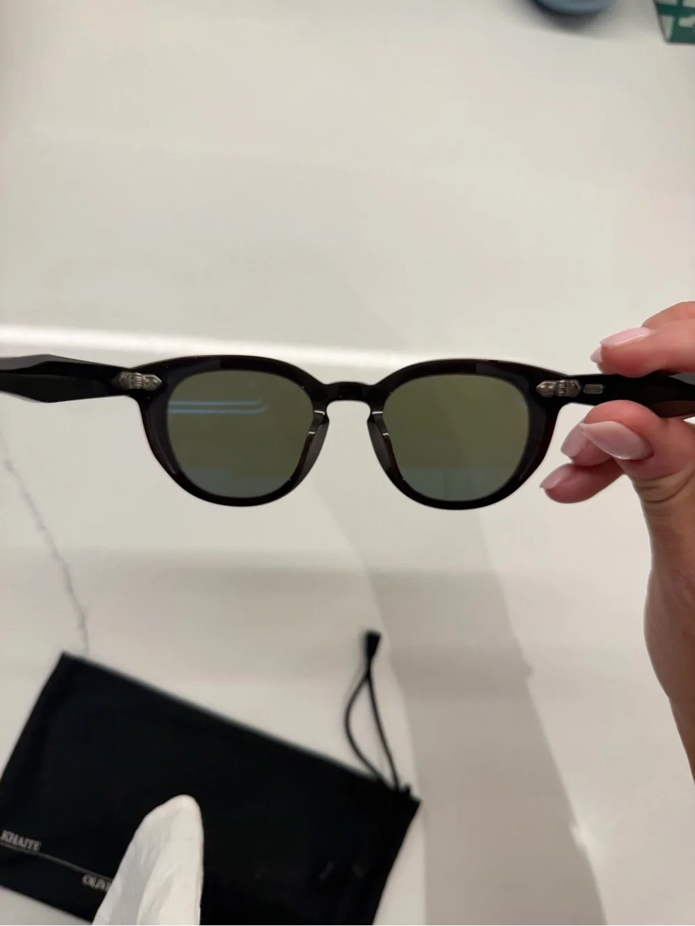 Oliver Peoples Dark Brown Frame Sunglasses with Green Lenses